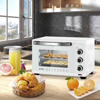 WOLTU 21L Mini Backofen Pizzaofen mit Backblech Doppelverglasung Ober-/Unterhitze, 60 Min. 100-230 °C, 1280 Watt, Miniofen Weiß von WOLTU