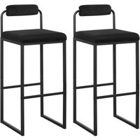 Woltu - 2X Barhocker mit Fußstütze, Hochstuhl mit Rückenlehne, Samthocker mit Polsterung, Polsterhocker aus Metall, ergonomischer Hocker, Schwarz Woltu - 2X Barhocker mit Fußstütze, Hochstuhl mit Rückenlehne, Samthocker mit Polsterung, Polsterhocker aus Metall, ergonomischer Hocker, Schwarz von WOLTU