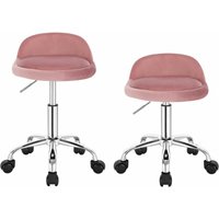 2X Bürohocker mit Rollen Drehhocker höhenverstellbar Sitzhöhe 43-54,5 cm rosa - rosa - Woltu von WOLTU