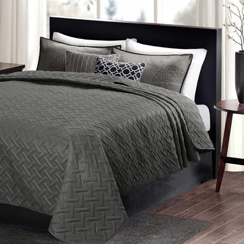 WOLTU 2X Tagesdecke 240x260 cm Bettüberwurf Dunkelgrau, Steppdecke bei Ultraschall genäht, Bedspreads Wohndecke weich und hautfreundlich, Sofaüberwurf Überwurfdecke für Bett von WOLTU