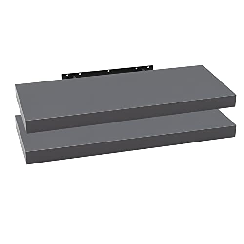 WOLTU 2X Wandregal Wandboard Bücherregal Regale für Deko Wandablagen aus MDF Holz, 2er Set Hängeregal Dunkelgrau, 120x23x3,8cm RG9315dgr-2 WOLTU 2X Wandregal Wandboard Bücherregal Regale für Deko Wandablagen aus MDF Holz, 2er Set Hängeregal Dunkelgrau, 120x23x3,8cm RG9315dgr-2 von WOLTU