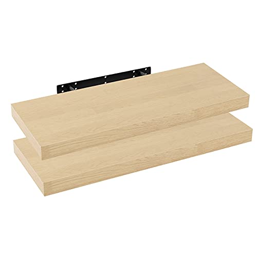 WOLTU 2X Wandregal Wandboard Bücherregal Regale für Deko Wandablagen aus MDF Holz, 2er Set Hängeregal Gelb Eiche, 100x23x3,8cm RG9317kei-2 von WOLTU