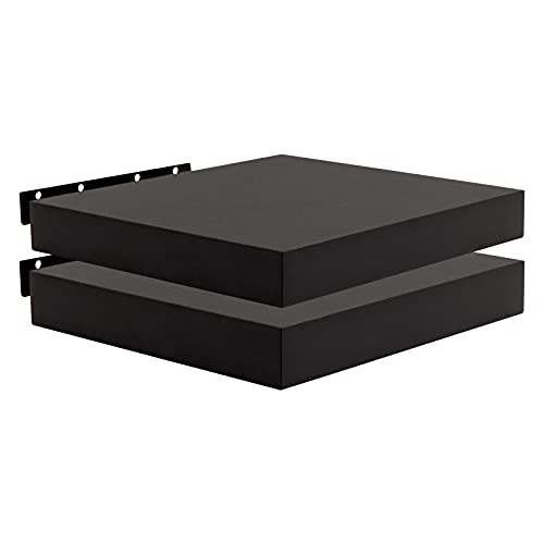 WOLTU 2X Wandregal Wandboard Bücherregal Regale für Deko Wandablagen aus MDF Holz, 2er Set Hängeregal Schwarz, 25x23x3,8cm RG9365sz-2 von WOLTU