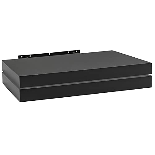 WOLTU 2X Wandregal Wandboard Bücherregal Regale für Deko Wandablagen aus MDF Holz, 2er Set Hängeregal Schwarz, 50x23x3,8cm RG9368sz-2 von WOLTU