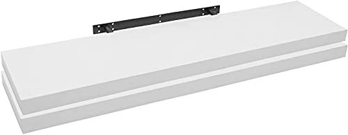 WOLTU 2X Wandregal Wandboard Bücherregal Regale für Deko Wandablagen aus MDF Holz, 2er Set Hängeregal Weiss, 120x23x3,8cm RG9315ws-2 von WOLTU