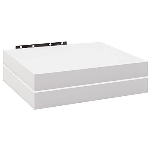 WOLTU Wandregal 2er Set, Wandboard Bücherregal, Regal Deko aus MDF, Hängeregal Weiß, 25 x 23 x 3,8 cm RG9365ws-2 von WOLTU