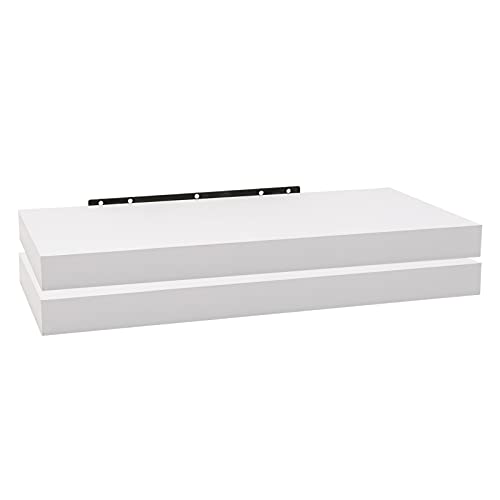 WOLTU 2X Wandregal Wandboard Bücherregal Regale für Deko Wandablagen aus MDF Holz, 2er Set Hängeregal Weiss, 50x23x3,8cm RG9368ws-2 von WOLTU