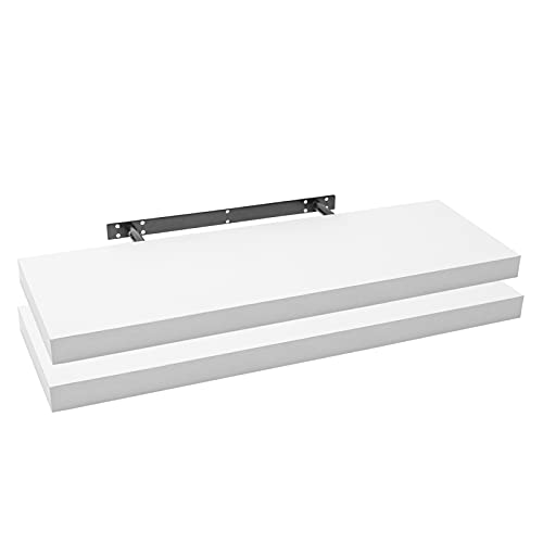 WOLTU 2X Wandregal Wandboard Bücherregal Regale für Deko Wandablagen aus MDF Holz, 2er Set Hängeregal Weiss, 90x23x3,8cm RG9370ws-2 WOLTU 2X Wandregal Wandboard Bücherregal Regale für Deko Wandablagen aus MDF Holz, 2er Set Hängeregal Weiss, 90x23x3,8cm RG9370ws-2 von WOLTU