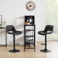 WOLTU 2er Barhocker Barstuhl mit Rückenlehne Fußstütze Tresenhocker Bistrohocker höhenverstellbar 360° Drehstuhl aus Kunstleder Metall Anthrazit von WOLTU