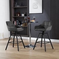 2er Barhocker mit Rückenlehne Samt Gepolstert Stoffsitz 360° drehbar Barstuhl Bistrohocker Tresenhocker mit Fußstütze 4 Beinen Dunkelgrau 2er Barhocker mit Rückenlehne Samt Gepolstert Stoffsitz 360° drehbar Barstuhl Bistrohocker Tresenhocker mit Fußstütze 4 Beinen Dunkelgrau von WOLTU