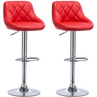 Barhocker Tresenhocker, Gute gepolstert, Kunstleder, Höhenverstellbar, Drehbar, 11 Farben, 2 x Hocker, Rot - Woltu von WOLTU