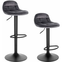 Woltu - Barhocker 2er Set Barstuhl mit Rückenlehne Fußstütze höhenverstellbar (62-83cm) 360° Drehstuhl bis 120kg belastbar Samt Metall Dunkelgrau Woltu - Barhocker 2er Set Barstuhl mit Rückenlehne Fußstütze höhenverstellbar (62-83cm) 360° Drehstuhl bis 120kg belastbar Samt Metall Dunkelgrau von WOLTU