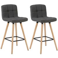 WOLTU Barhocker 2er Set Barstuhl Bistrohocker Tresenhocker mit Lehne und Fußstütze Design Stuhl Massivholz Leinen dunkelgrau von WOLTU