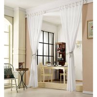2er-Set Gardine Schlaufenschal transparent Leinenoptik weiß 140x245 cm - Woltu von WOLTU
