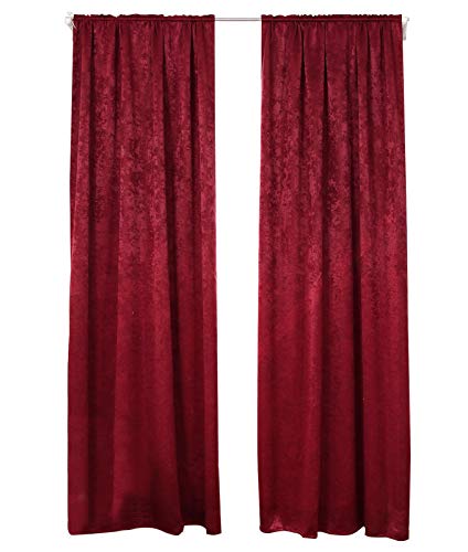 WOLTU 2er Set Gardinen Vorhänge Blickdicht mit Kräuselband, 250g/m² Schwere Verdunklungsvorhänge Thermovorhang Kälteschutz Damast Optik lichtdicht für Wohnzimmer Schlafzimmer, 135x225 cm Bordeaux von WOLTU