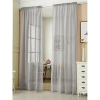 Woltu - 2er-Set Gardinen transparent mit Kräuselband Leinen Optik hellgrau 140x175 cm von WOLTU