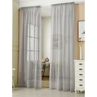 2er-Set Gardinen transparent mit Kräuselband Leinen Optik hellgrau 140x225 cm - hellgrau - Woltu von WOLTU