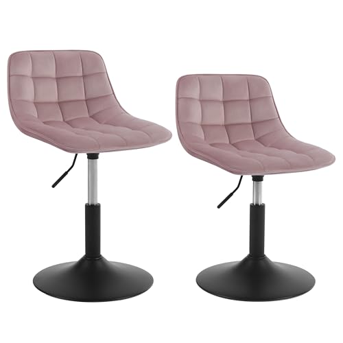 WOLTU 2er Set Verstellbarer Sitzhocker Stuhl Arbeitshocker Bürohocker Esszimmerstuhl Schminkhocker Homeoffice Kommerzieller Shop Mehrzweck 360° Schwenken Samt Rosa Sitz 38-49.5cm Hoch von WOLTU