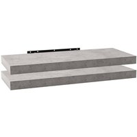 2er Set Wandregal Bücherregal Deko Wandablagen mdf Holz Hängeregal Hell Zement 60x22.9x3.8cm - Hell Zement - Woltu von WOLTU