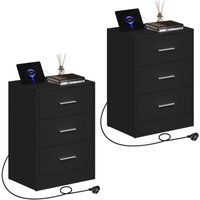 WOLTU 2x Nachttisch Beistelltisch mit Ladefunktion Steckdose 3 Schubladen, Nachtschrank für Schlafzimmer Wohnzimmer Flur Büro, Schwarz WOLTU 2x Nachttisch Beistelltisch mit Ladefunktion Steckdose 3 Schubladen, Nachtschrank für Schlafzimmer Wohnzimmer Flur Büro, Schwarz von WOLTU
