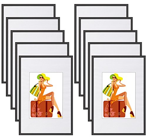 WOLTU Bilderrahmen 15x20 cm Set of 10 Fotorahmen aus Kunststoff mit Passepartout, Posterrahmen zum vertikalen oder horizontalen Aufhängen/Aufstellen, Collage Wanddeko, Schwaz von WOLTU