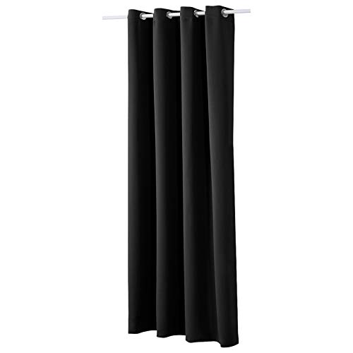 WOLTU Verdunklungsvorhang Blickdicht Gardinen mit Ösen Thermo Vorhang gegen Kälte und Hitze Ösenschal, 250g/m² Dicke Vorhänge Blackout Curtains Wohnzimmer Schlafzimmer, 135x225 cm Schwarz (1 Stück) von WOLTU