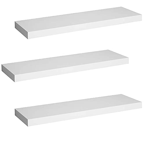 WOLTU 3X Wandregal Wandboard Bücherregal Regale für Deko Wandablagen aus MDF Holz, 3er Set Hängeregal Weiss RG9365ws-3 von WOLTU