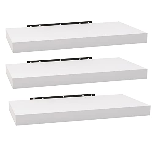 WOLTU 3X Wandregal Wandboard Bücherregal Regale für Deko Wandablagen aus MDF Holz, 3er Set Hängeregal Weiss RG9372ws-3 von WOLTU