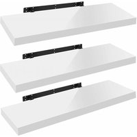 WOLTU 3er-Set Wandregal Wandboard freischwebend Schweberegal Holz Board weiß 120x22.9x3.8cm von WOLTU