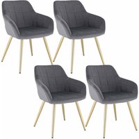 WOLTU 4 x Esszimmerstühle 4er Set Esszimmerstuhl Küchenstuhl Polsterstuhl Design Stuhl mit Armlehnen, mit Sitzfläche aus Samt, Gestell aus Metall, von WOLTU