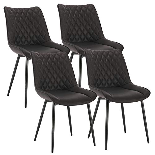 WOLTU 4 x Esszimmerstühle 4er Set Esszimmerstuhl Küchenstuhl Polsterstuhl Design Stuhl mit Rückenlehne, mit Sitzfläche aus Kunstleder, Gestell aus Metall, Antiklederoptik, Anthrazit, BH210an-4 von WOLTU