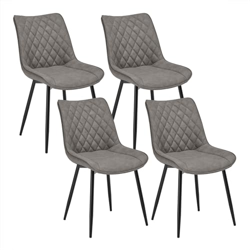 WOLTU Esszimmerstühle 4er Set, Küchenstühle, Wohnzimmerstühle, Polsterstühle mit Rückenlehne, für Esszimmer, Küche, Wohnzimmer, Büro, Sitzfläche aus Kunstleder, Metallbeine, Dunkelgrau BH210dgr-4 von WOLTU