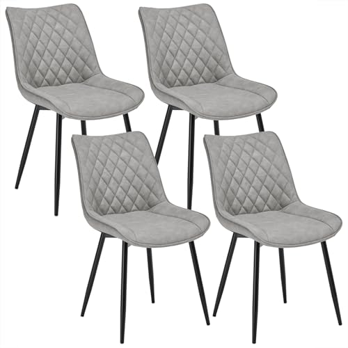 WOLTU Esszimmerstühle 4er Set, Küchenstühle, Wohnzimmerstühle, Polsterstühle mit Rückenlehne, für Esszimmer, Küche, Wohnzimmer, Büro, Sitzfläche aus Kunstleder, Metallbeine, Grau BH210gr-4 von WOLTU