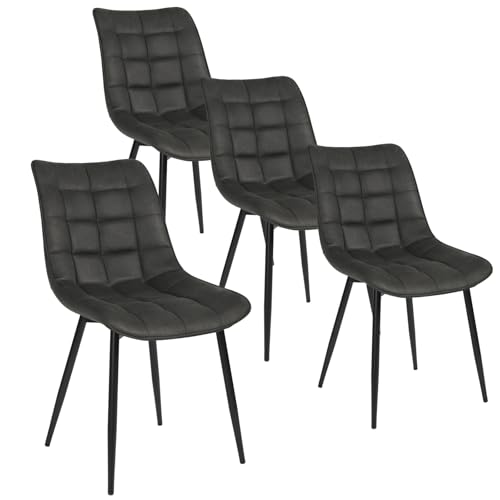 WOLTU Esszimmerstühle 4er Set Küchenstuhl Polsterstuhl Wohnzimmerstuhl Sessel mit Rückenlehne, Sitzfläche aus Stoffbezug, Metallbeine, Anthrazit BH247an-4 von WOLTU