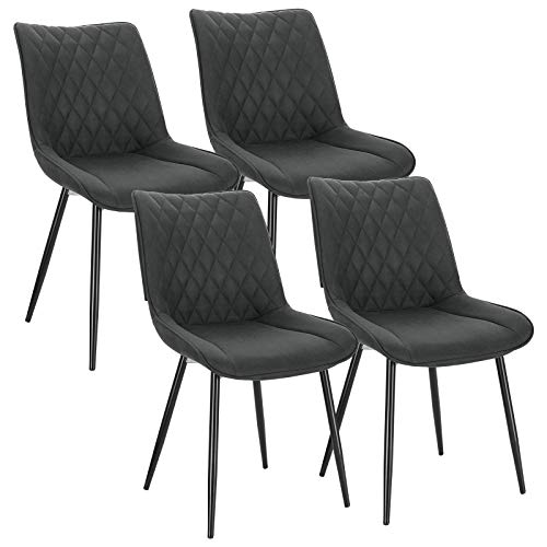 WOLTU 4 x Esszimmerstühle 4er Set Esszimmerstuhl Küchenstuhl Polsterstuhl Design Stuhl mit Rückenlehne, mit Sitzfläche aus Stoffbezug, Gestell aus Metall, Anthrazit, BH248an-4 von WOLTU