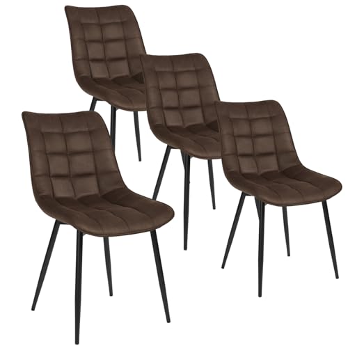 WOLTU Esszimmerstühle 4er Set Küchenstuhl Polsterstuhl Wohnzimmerstuhl Sessel mit Rückenlehne, Sitzfläche aus Stoffbezug, Metallbeine, Dunkelbraun BH247dbr-4 von WOLTU