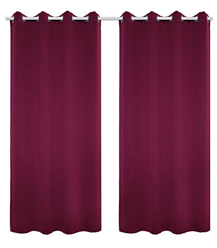 WOLTU 2er Set Gardinen, Vorhang für Wohnzimmer Kinderzimmer, mit Ösen, Leicht & Weich, Wärmeisolierend, 135 x 225 cm, Dunkellila von WOLTU