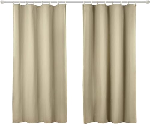 WOLTU Vorhang Blickdicht Gardinen mit Kräuselband für Schiene, 2er Set Leichte & weiche Verdunklungsvorhänge wärmeisolierend Thermovorhang Kälteschutz für Wohnzimmer Schlafzimmer, 135x175cm Sand von WOLTU