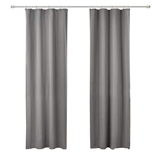 WOLTU Vorhang Blickdicht Gardinen mit Kräuselband für Schiene, 2er Set Leichte & weiche Verdunklungsvorhänge wärmeisolierend Thermovorhang Kälteschutz für Wohnzimmer Schlafzimmer, 135x245cm Dunkelgrau von WOLTU