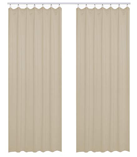 WOLTU #489-2, 2er Set Gardinen Vorhang Blickdicht mit kräuselband für schiene , leichte & weiche Verdunklungsvorhänge für Wohnzimmer Schlafzimmer Tür, 135x245 cm, Sand von WOLTU