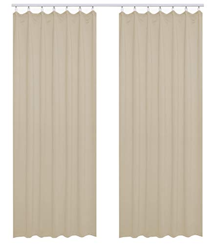 WOLTU Vorhang Blickdicht Gardinen mit Kräuselband für Schiene, 2er Set Leichte & weiche Verdunklungsvorhänge wärmeisolierend Thermovorhang Kälteschutz für Wohnzimmer Schlafzimmer, 135x245cm, Sand von WOLTU