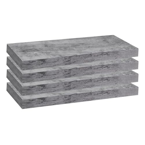 WOLTU 4X Wandregal Wandboard Bücherregal Regale für Deko Wandablagen aus MDF Holz, 4er Set Hängeregal Grau Eiche, 50x22,9x3,8cm RG9368grei-4 von WOLTU