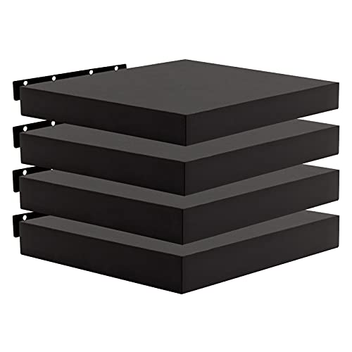 WOLTU 4X Wandregal Wandboard Bücherregal Regale für Deko Wandablagen aus MDF Holz, 4er Set Hängeregal Schwarz, 25x23x3,8cm RG9365sz-4 von WOLTU