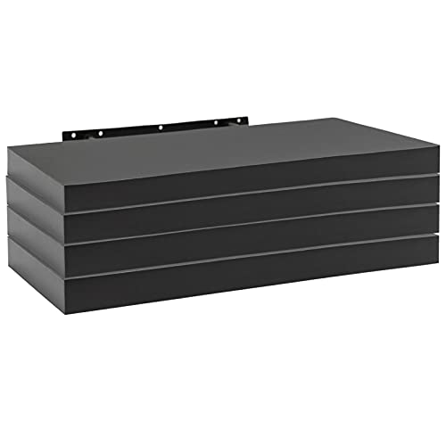 WOLTU 4X Wandregal Wandboard Bücherregal Regale für Deko Wandablagen aus MDF Holz, 4er Set Hängeregal Schwarz, 50x23x3,8cm RG9368sz-4 von WOLTU