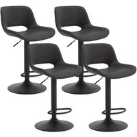 4er Barhocker Barstuhl mit Rückenlehne Fußstütze Tresenhocker Bistrohocker höhenverstellbar 360° Drehstuhl aus Kunstleder Metall Anthrazit von WOLTU