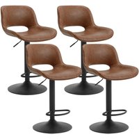 WOLTU 4er Barhocker Barstuhl mit Rückenlehne Fußstütze Tresenhocker Bistrohocker höhenverstellbar 360° Drehstuhl aus Kunstleder Metall Braun von WOLTU