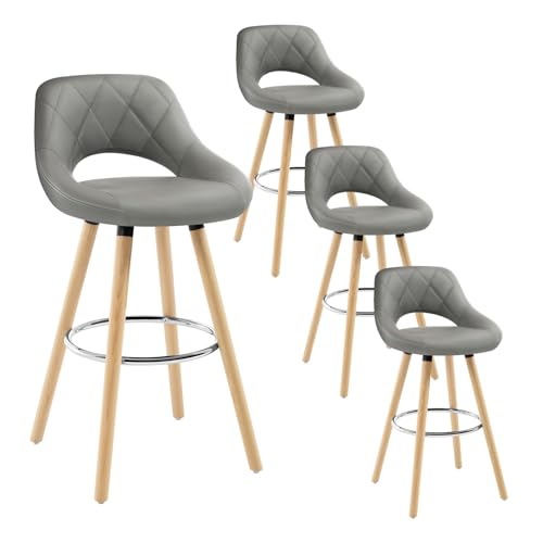 WOLTU Barhocker 4er Set, Barstuhl Küchenhocker Thekenhocker, Hocker mit Rückenlehne Fußstütze, aus Holz Kunstleder, für Bar Küche Theke Restaurant Café, Grau, BH111gr-4 WOLTU Barhocker 4er Set, Barstuhl Küchenhocker Thekenhocker, Hocker mit Rückenlehne Fußstütze, aus Holz Kunstleder, für Bar Küche Theke Restaurant Café, Grau, BH111gr-4 von WOLTU