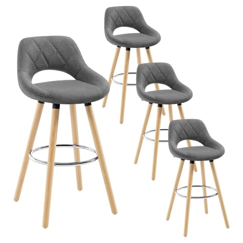 WOLTU Barhocker 4er Set, Barstuhl Küchenhocker Thekenhocker, Hocker mit Rückenlehne Fußstütze, aus Holz Leinen, für Bar Küche Theke Restaurant Café, Dunkelgrau, BH111dgr-4 WOLTU Barhocker 4er Set, Barstuhl Küchenhocker Thekenhocker, Hocker mit Rückenlehne Fußstütze, aus Holz Leinen, für Bar Küche Theke Restaurant Café, Dunkelgrau, BH111dgr-4 von WOLTU