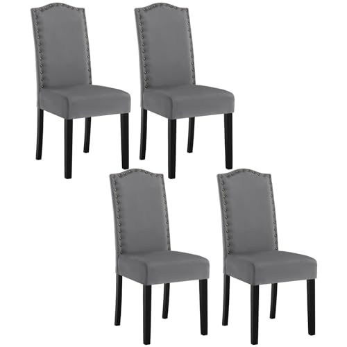 WOLTU 4er Set Esszimmerstühle, Küchenstuhl mit hoher Rückenlehne, Polsterstuhl, Wohnzimmerstuhl, Design Stuhl, mit Massivholzbeinen, gepolstert, Samt, Dunkelgrün, BH385dgr-4 von WOLTU