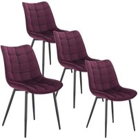 WOLTU 4 x Esszimmerstühle 4er Set Esszimmerstuhl Küchenstuhl Polsterstuhl Design Stuhl mit Rückenlehne, mit Sitzfläche aus Samt, Gestell aus Metall, von WOLTU